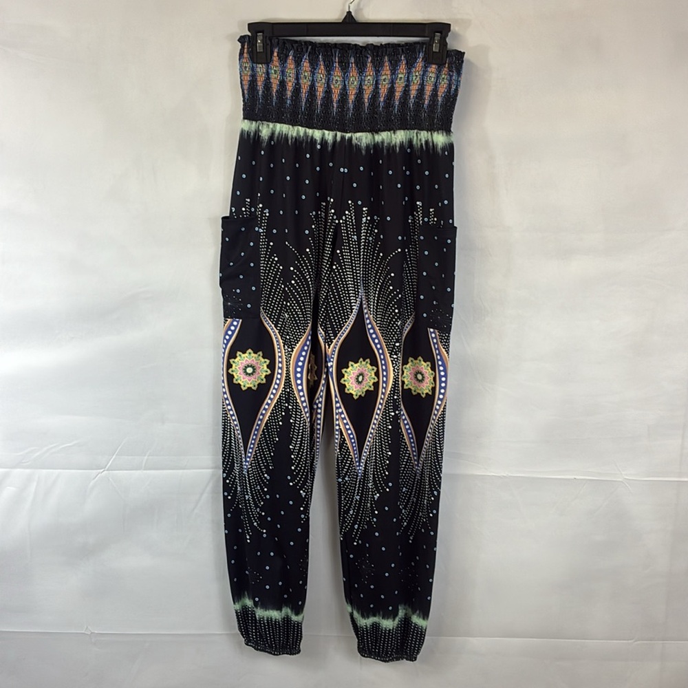 HEREM PANTS, STRETCH WAIST, STRETCH HEM, MULTI COLORED DESIGN